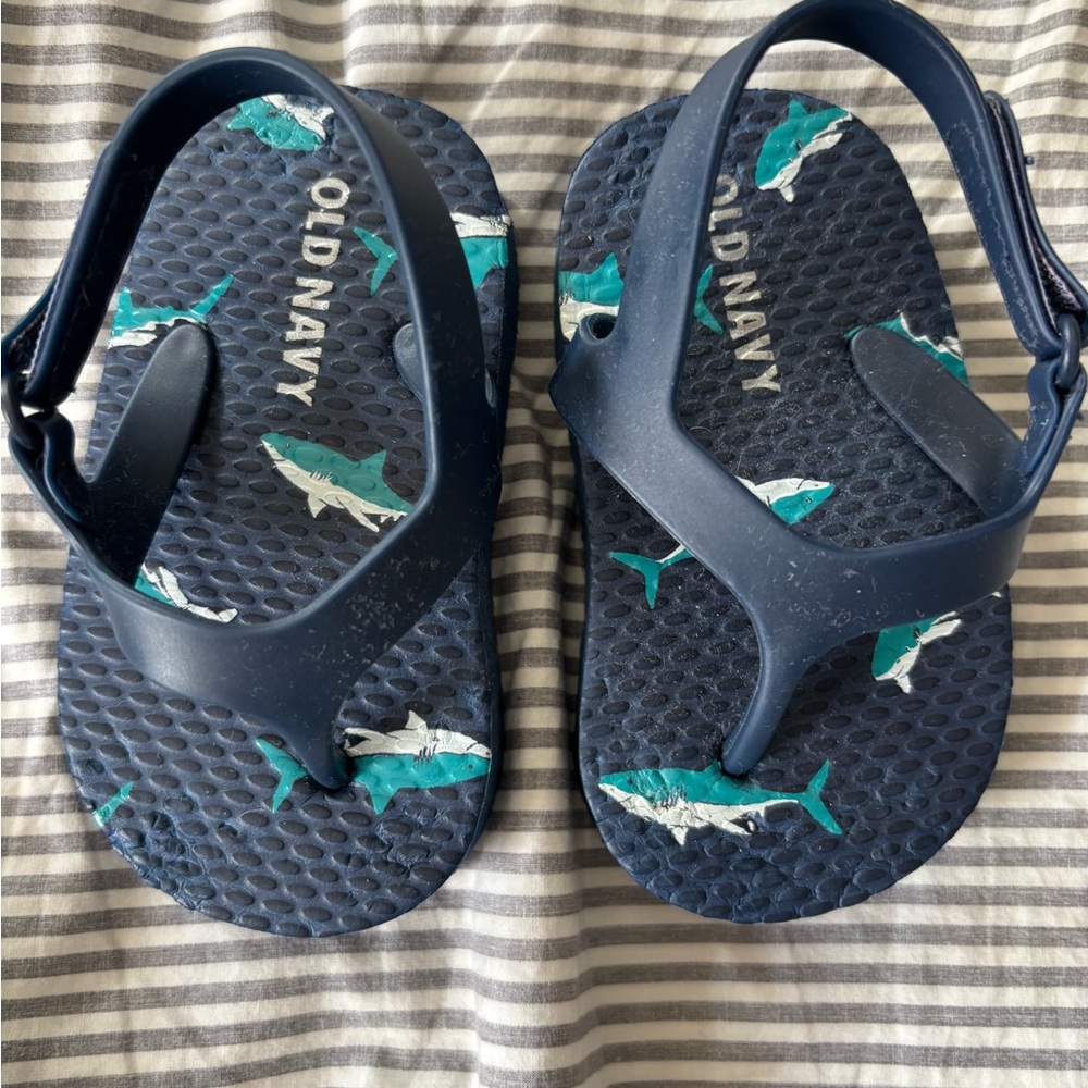 Old Navy Kids Navy Shark Flip Flops